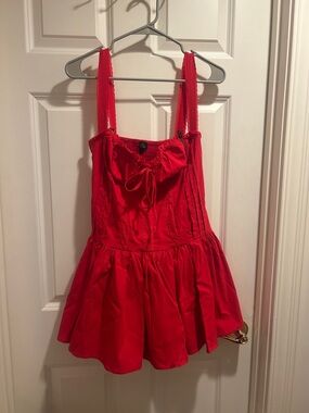 Red  Beverely & Beck Tiered Sundress with Tie-Front Bodice